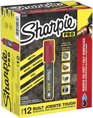 SHARPIE Pro Permanent Marker, Medium, Chisel Tip, Red, 12-Count Marker (2018327) in Saudi Arabia