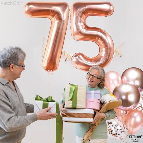 KatchOn, Giant Gold 75 Balloon Numbers - 40 Inch | Gold 75th Birthday Balloons, 75th Birthday Decorations | 75th Anniversary Decorations | 75 Balloons for 75 Birthday Party Decorations in Saudi Arabia