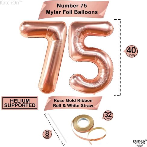KatchOn, Giant Gold 75 Balloon Numbers - 40 Inch | Gold 75th Birthday Balloons, 75th Birthday Decorations | 75th Anniversary Decorations | 75 Balloons for 75 Birthday Party Decorations in Saudi Arabia