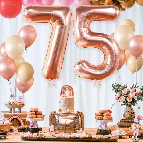KatchOn, Giant Gold 75 Balloon Numbers - 40 Inch | Gold 75th Birthday Balloons, 75th Birthday Decorations | 75th Anniversary Decorations | 75 Balloons for 75 Birthday Party Decorations in Saudi Arabia