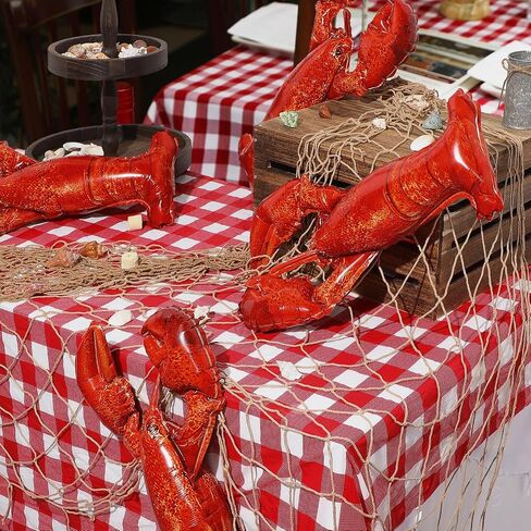 6 Pcs Crawfish Boil Party Supplies Includes Lobster Balloons Crawfish Tablecloth Fish Net Decorative Aluminum Foil Balloons for Nautical Themed Birthday Party Decoration in Saudi Arabia