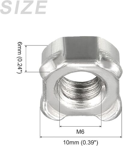 Square Nuts (M8 x 1.25mm) 20Pcs, Carbon Steel Welding Nut - for Agricultural Machinery, Pipe Furniture in Saudi Arabia