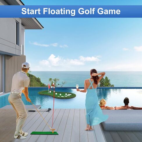 Floating Golf Green for Pool, Floating Chipping Green Mat with Ball Retriever for Pool/Lake, No Drifting Floating Golf Putting Turf Game Set for Golfers in Saudi Arabia