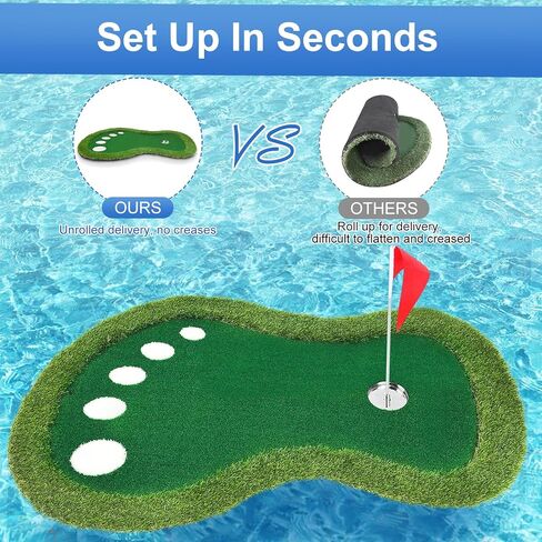 Floating Golf Green for Pool, Floating Chipping Green Mat with Ball Retriever for Pool/Lake, No Drifting Floating Golf Putting Turf Game Set for Golfers in Saudi Arabia