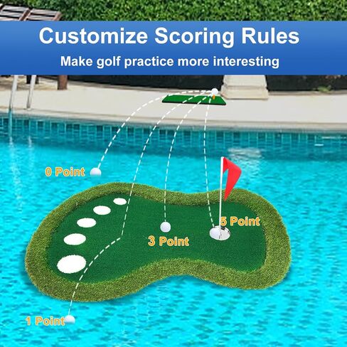 Floating Golf Green for Pool, Floating Chipping Green Mat with Ball Retriever for Pool/Lake, No Drifting Floating Golf Putting Turf Game Set for Golfers in Saudi Arabia