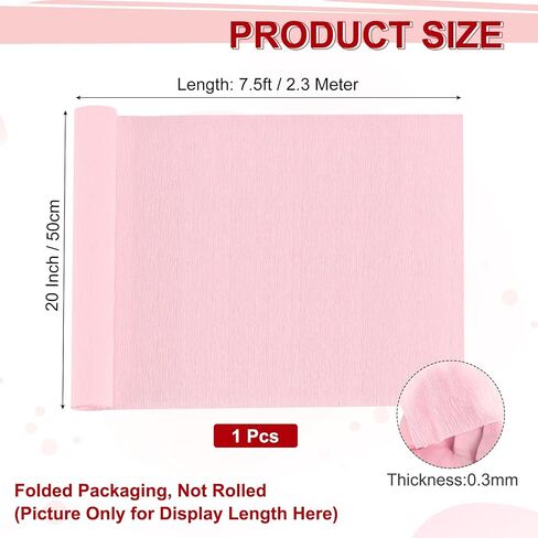Meccanixity Crepe Pape Roll 7.5ft طولها 20 بوصة لحفل الزفاف العديد من المهرجانات الكبيرة الزخرفة ، الوردي الفاتح in Saudi Arabia