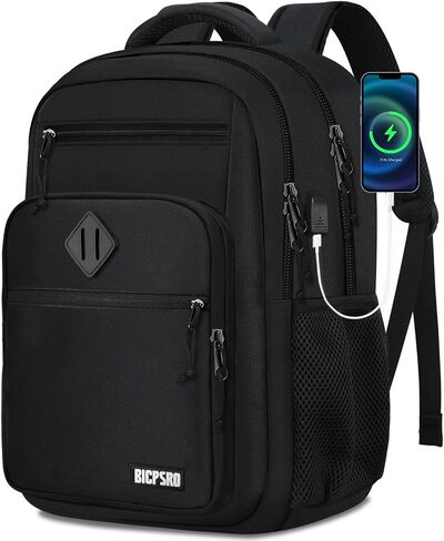 Black Backpack for School, School Backpack for Boys Girls Teens, College Book Bag, Water Resistant Bookbag, Back Pack for Men Women, Business Work Travel in Saudi Arabia