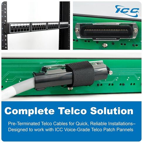 ICC أنثى إلى ذكر 25 زوجًا من Telco Cable 10ft - CAT3 24AWG ، 100 ٪ من النحاس النقي الصلب ، كابل CMR رمادي رمادي مع موصل TELCO 90 درجة 50 دبوس للتطبيقات الصوتية والبيانات المنخفضة ، 10 أقدام in Saudi Arabia