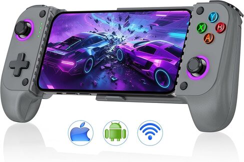 Phone Controller for iPhone/Android with Hall Joystick and RGB, Wireless Mobile Game Controller Support Xbox Game Pass, PlayStation, Steam Link, Call of Duty, Minecraft, Cloud Android iOS Controller in Saudi Arabia
