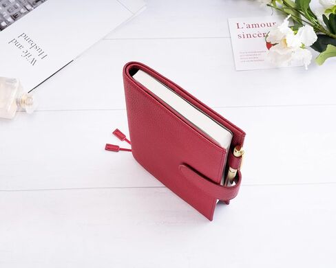 B6 Leather Planner Cover for Stalogy, Midori, Leuchtturm1917, and More - with Pen Loop, Card Slots, Back Pocket, and Bookmarks (Beige) in Kuwait