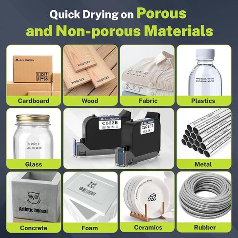 CB22BT Fast Dry Ink Cartridge W127 W127-S Handheld Printers for Crisp Printing on Glass Cardboard Aluminum Plastic and More (Black-Quick Drying Affordable Choice) in Kuwait