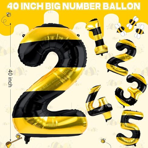40 Inch Bee Giant Balloon Honey Yellow Balloon Bee Theme Decorations for Baby Shower Birthday Party(Number 1) in Saudi Arabia