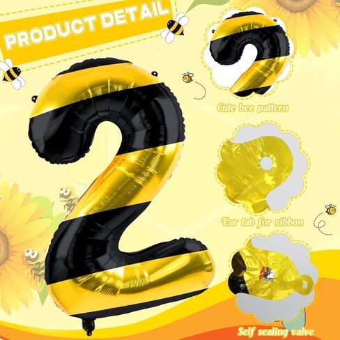 40 Inch Bee Giant Balloon Honey Yellow Balloon Bee Theme Decorations for Baby Shower Birthday Party(Number 1) in Saudi Arabia