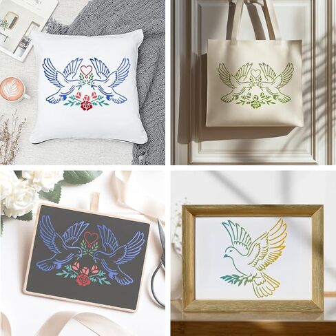 Mayjoydiy 2 PCS Dove of Peace Stencil Love Love Pigeons Stencils للطلاء 11.7 × 8.3 بوصة قابلة لإعادة الاستخدام قابلة لإعادة الاستنسل من طوالب الطلاء مع فرشاة الطلاء لدوائر DIY على الحائط الخشبي المنزل in Kuwait