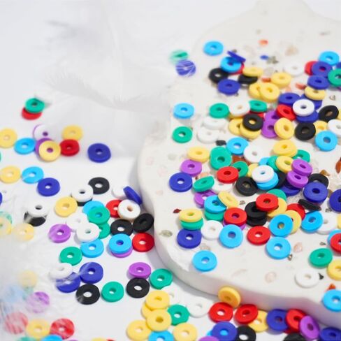 2000pcs Clay Beads for Bracelet Making, 6mm Polymer Clay Beads Kit Heishi Beads for Jewelry Making Crafts DIY (White) in Saudi Arabia
