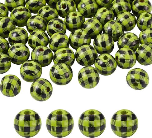 cheriswelry 50pcs أبيض سوداء الخرز الخشب الطبيعي جولة مزرعة الخشبية حبة حفرة كبيرة حبات فضفاضة 16 ملم ل diy قلادة قلادة المجوهرات صنع المنزل ديكور المنزل in Kuwait