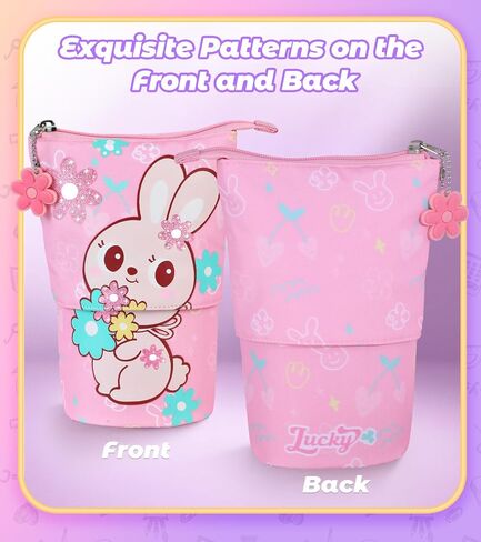 Standing Pencil Case for Kids - Back to School Stuff, Unicorn Telescopic Zipper Pencil Case Aesthetic, Large Capacity Stand up Pen Bag, Portable Pen Holder, Study Supplies for Students in Kuwait