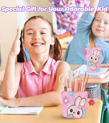 Standing Pencil Case for Kids - Back to School Stuff, Unicorn Telescopic Zipper Pencil Case Aesthetic, Large Capacity Stand up Pen Bag, Portable Pen Holder, Study Supplies for Students in Kuwait