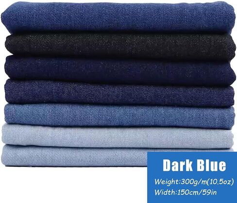 DENIM 10.5 أوقية 100 ٪ من القطع القطن 150 سم/59 بوصة واسعة الأزرق الغسول in Kuwait