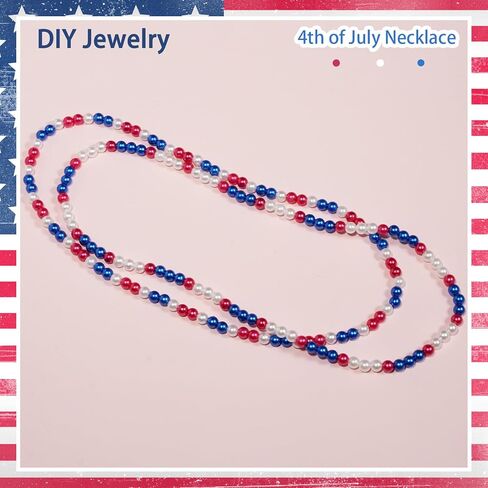 1500pcs حبات بيضاء وزرقاء حمراء ، حبات لؤلؤة يوم استقلالها 6 مم لصنع مجوهرات قلادة DIY ، 4 يوليو الفنون الحرف الديكور ، الديكور الشعر (محاصر) in Saudi Arabia