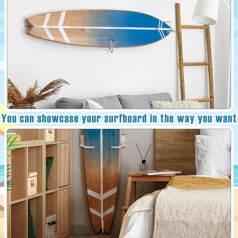 Yousoontic 2 Sets Surfboard Wall Mount Rack Clear Acrylic Surf Board Wall Display Vertical Surfboard Wall Rack Wall Storage Holder Hanger for Surfboards Short Boards snowboard Holds 50 Lbs in Saudi Arabia