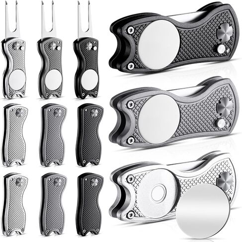 12 Pieces Golf Divot Tool Golf Divot Repair Tool with Magnetic Ball Marker and Popping Button Metal Foldable Golf Divot Fixer, 4 Assorted Colors in Saudi Arabia