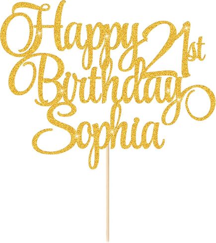 EDSG Happy Birthday Cake Topper Personalized Cake Topper Dritary مع أي عصر واسم 11 ألوانًا من الوجهين على الوجهين ، هدايا الكعكة ذات الوجهين في المرتبة الثالثة عشرة الثامن عشر من القرن الثامن عشر الثلاثين في الـ 30th (الذهب) (الذهب) in Kuwait