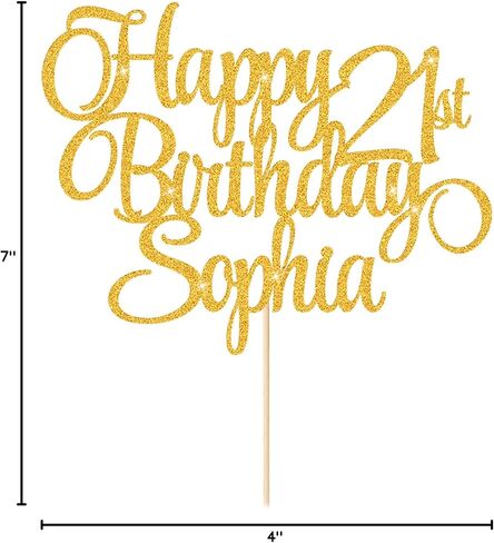EDSG Happy Birthday Cake Topper Personalized Cake Topper Dritary مع أي عصر واسم 11 ألوانًا من الوجهين على الوجهين ، هدايا الكعكة ذات الوجهين في المرتبة الثالثة عشرة الثامن عشر من القرن الثامن عشر الثلاثين في الـ 30th (الذهب) (الذهب) in Kuwait