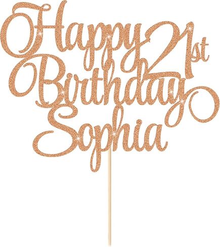 EDSG Happy Birthday Cake Topper Personalized Cake Topper Dritary مع أي عصر واسم 11 ألوانًا من الوجهين على الوجهين ، هدايا الكعكة ذات الوجهين في المرتبة الثالثة عشرة الثامن عشر من القرن الثامن عشر الثلاثين في الـ 30th (الذهب) (الذهب) in Kuwait