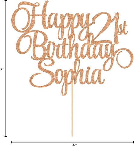 EDSG Happy Birthday Cake Topper Personalized Cake Topper Dritary مع أي عصر واسم 11 ألوانًا من الوجهين على الوجهين ، هدايا الكعكة ذات الوجهين في المرتبة الثالثة عشرة الثامن عشر من القرن الثامن عشر الثلاثين في الـ 30th (الذهب) (الذهب) in Kuwait