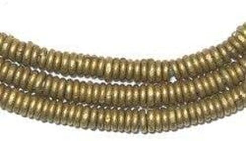 Kenya Brass Heishi Beads - Full Strand of 3mm African Metal Disk Spacers - The Bead Chest in Kuwait