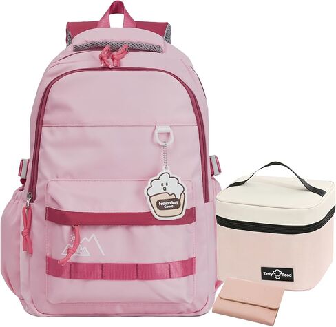 Geerlaqaly backpack set, casual backpack with lunch box and coin purse, unisex, 15.6-inch laptop, large capacity backpack, lightweight, anti-theft and waterproof, suitable for daily travel,black in Kuwait