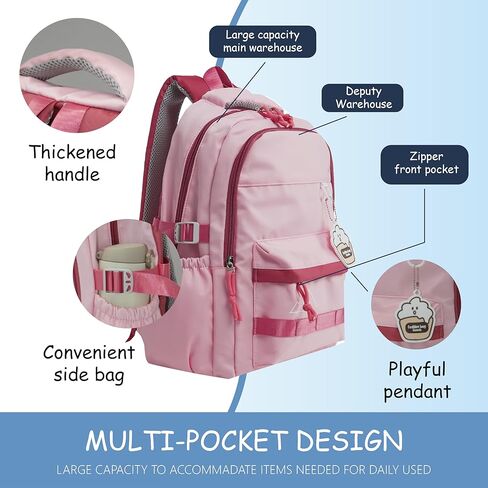 Geerlaqaly backpack set, casual backpack with lunch box and coin purse, unisex, 15.6-inch laptop, large capacity backpack, lightweight, anti-theft and waterproof, suitable for daily travel,black in Kuwait