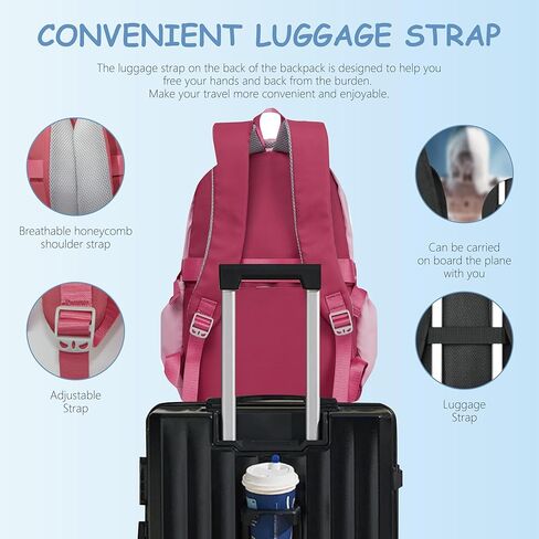 Geerlaqaly backpack set, casual backpack with lunch box and coin purse, unisex, 15.6-inch laptop, large capacity backpack, lightweight, anti-theft and waterproof, suitable for daily travel,black in Kuwait