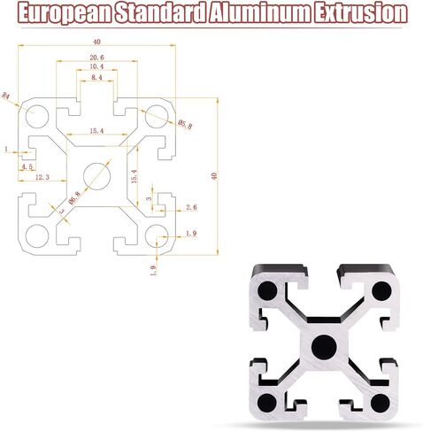 QNK 4pcs 1220mm(48") T Slot 4040 Aluminum Extrusion European Standard Anodized Linear Rail for 3D Printer Parts and CNC DIY Sliver in Kuwait