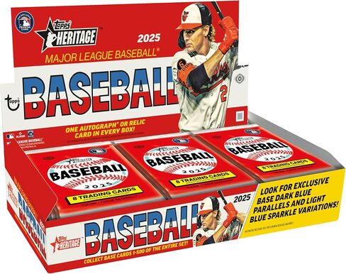 2025 Topps Heritage Baseball Hobby Trading Card Box (توقيع واحد أو بطاقة بقايا لكل مربع هواية) in Saudi Arabia