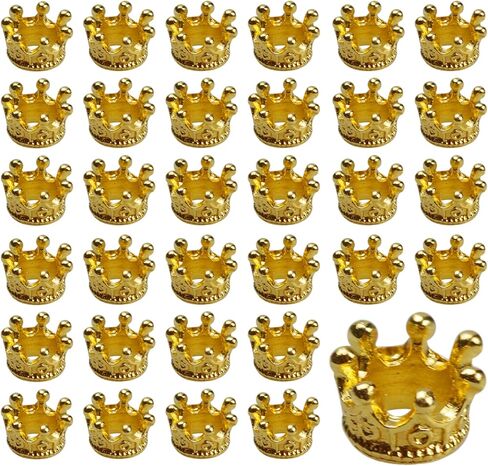 PSON 50PCS King & Queen Crown Charm Beads ، Rose Gold Crown Charm Spacer Bead ، Beads Metal Decoration Beads for DIY ، Making Jewelry ، Crafts in Saudi Arabia