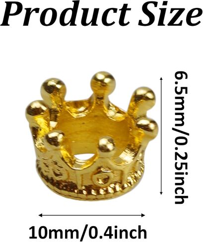 PSON 50PCS King & Queen Crown Charm Beads ، Rose Gold Crown Charm Spacer Bead ، Beads Metal Decoration Beads for DIY ، Making Jewelry ، Crafts in Saudi Arabia