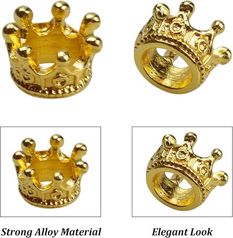 PSON 50PCS King & Queen Crown Charm Beads ، Rose Gold Crown Charm Spacer Bead ، Beads Metal Decoration Beads for DIY ، Making Jewelry ، Crafts in Saudi Arabia