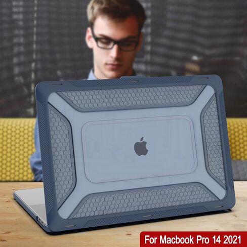 Punkcase for MacBook Pro 14 Case Hard Shell Cover | Clear Military Heavy Duty Rugged Sleeve with Kickstand | Ultimate Protection for MacBook Pro 14 Model A2442 (2021 Release) [Dark Blue] in Saudi Arabia