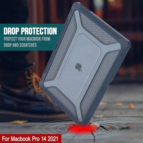Punkcase for MacBook Pro 14 Case Hard Shell Cover | Clear Military Heavy Duty Rugged Sleeve with Kickstand | Ultimate Protection for MacBook Pro 14 Model A2442 (2021 Release) [Dark Blue] in Saudi Arabia