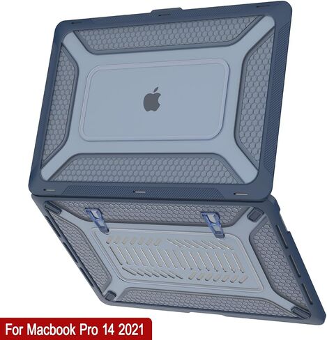 Punkcase for MacBook Pro 14 Case Hard Shell Cover | Clear Military Heavy Duty Rugged Sleeve with Kickstand | Ultimate Protection for MacBook Pro 14 Model A2442 (2021 Release) [Dark Blue] in Saudi Arabia