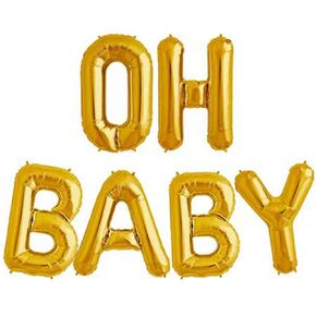 Tellpet OH BABY Letter Balloons, Baby Shower Party Decorations Gender Reveal Decor Supplies, 16 Inch, Cream White