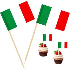 100 Pcs Italy Flag Italian Toothpick Flags, Cocktail Picks Mini Stick Cupcake Toppers Country Picks Party Decoration Celebration Cocktail Food Bar Cake Flags ﻿