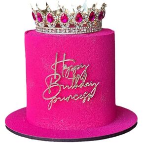 Acrylic Happy Birthday Princess Cake Topper Golden Queen Cupcake Toppers Queen Toppers Birthday Cake Decoration for Wedding Anniversary Engagement Bridal Shower Princess party Decorations