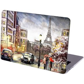 Case Compatible with MacBook Pro 13 inch, Hard Protective Shell (M1 A2338 A2289 A2251 A2159 A1989 A1706 A1708, 2016-2020 Release) - Street View of Paris, Eiffel Tower and Taxi