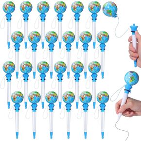 Lincia 24 Pcs Funny Globe Pens Bulk Novelty Earth Hoop Ballpoint Black World Ballpoint Pens Earth Festival Favor Pens for Student Office School Supplies Desk Decor