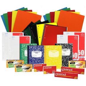 Back to School Pens, Pencils, Paper Supply Bundle Box (Wide Ruled)