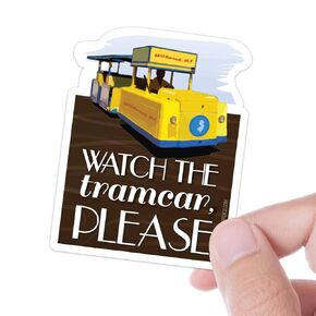 Watch the Tram Car Please | Wildwood NJ Boardwalk Sticker | New Jersey Stickers for Hydroflask | Funny Jersey Shore Die Cut Vinyl Decal