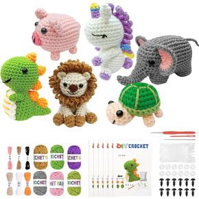 Datunsu 6PCS Crochet Kit for Beginners, 2026 Knitting Kit with Step-by-Step Video Tutorials, Beginner Crochet Kit for Adults (Style-C)